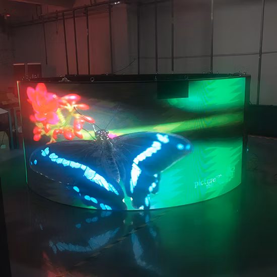 Indoor Creative Ultra Thin P2 P3 P2.5 P4 Soft Cylinder Flexible Smart Wave Curve LED Video Wall Sign Panel Screen Display