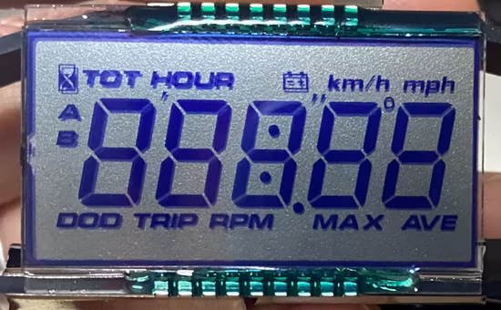 カスタムモノクログレーTn 7セグメントLCDディスプレイ、白色LEDバックライト付き